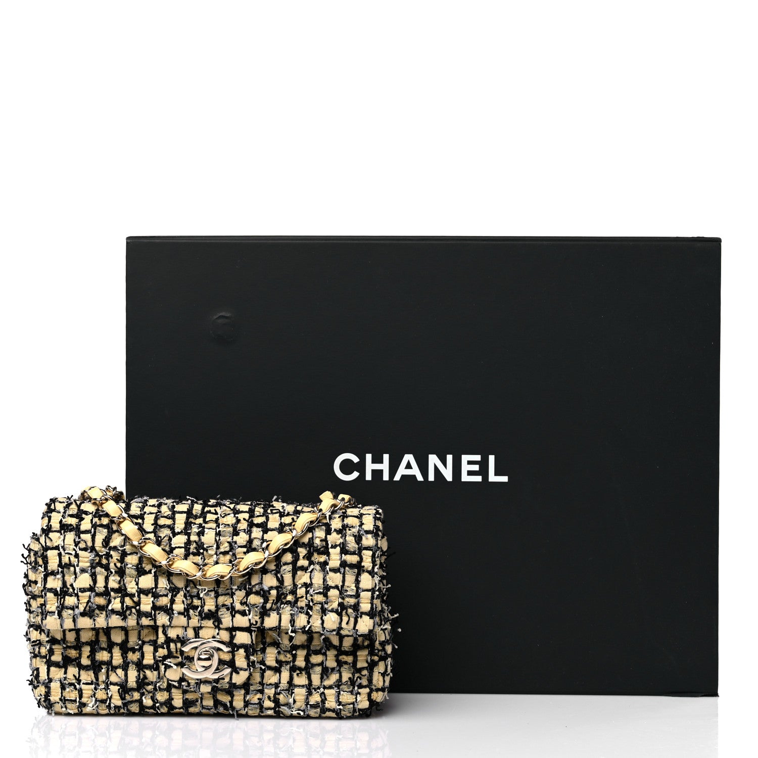 Chanel Tweed Quilted Mini Rectangular Flap Yellow Black 10 of 10
