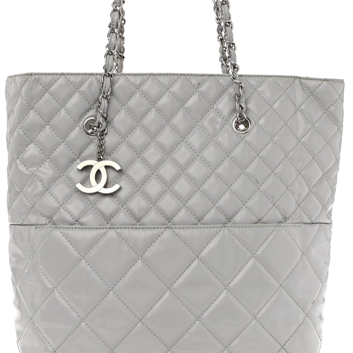 Vinyl Quilted In The Business North South Tote Light Grey