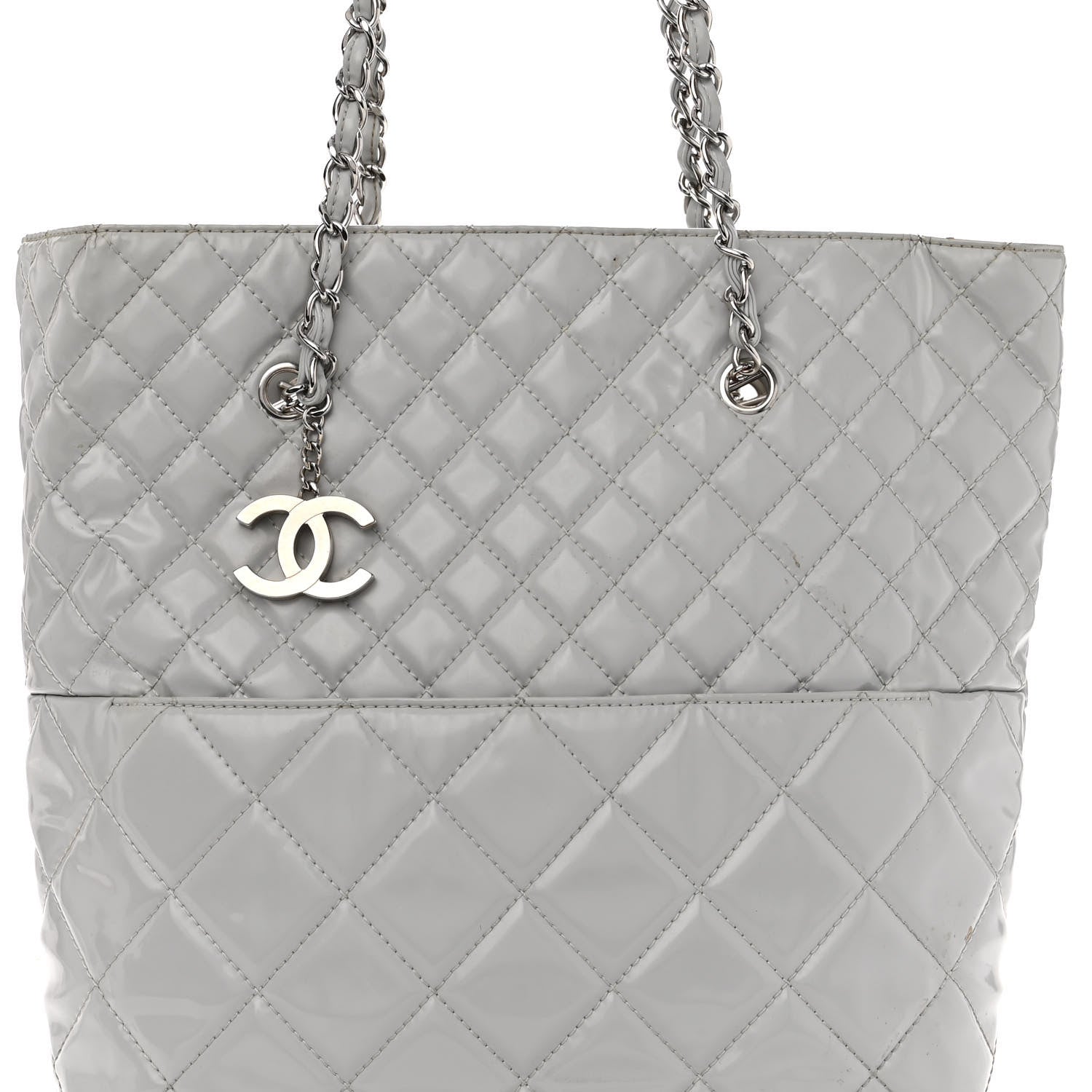 Chanel Vinyl Quilted In The Business North South Tote Light Grey 8 of 11