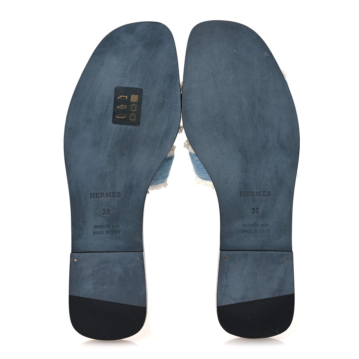 Denim Oran Fringe Sandals 39 Bleu Clair