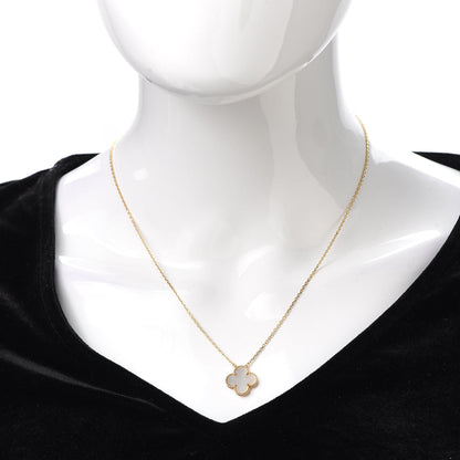 Van Cleef & Arpels 18K Yellow Gold Mother of Pearl Vintage Alhambra Pendant Necklace 2 of 7