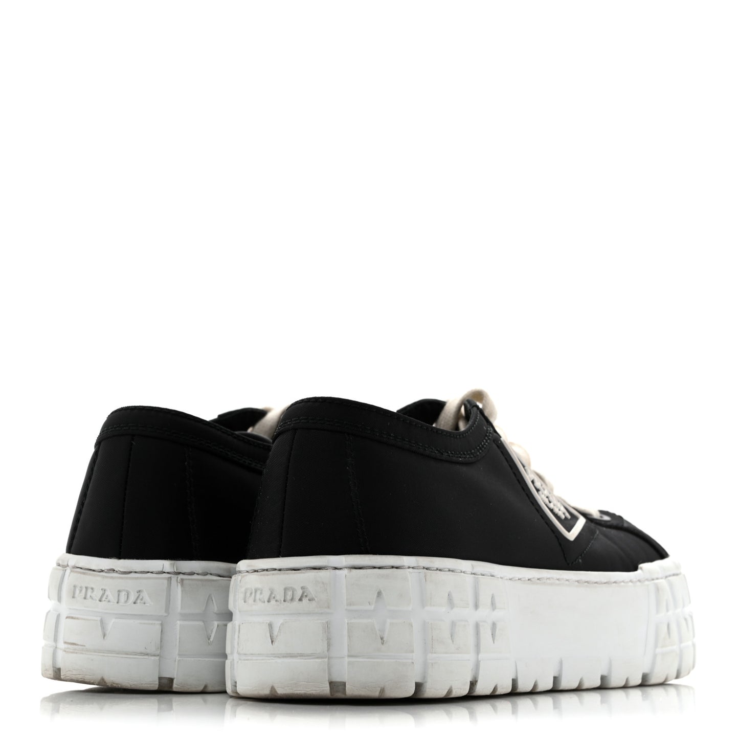 Re-Nylon Gabardine Triangle Logo Double Wheel 50mm Sneakers 38.5 Black