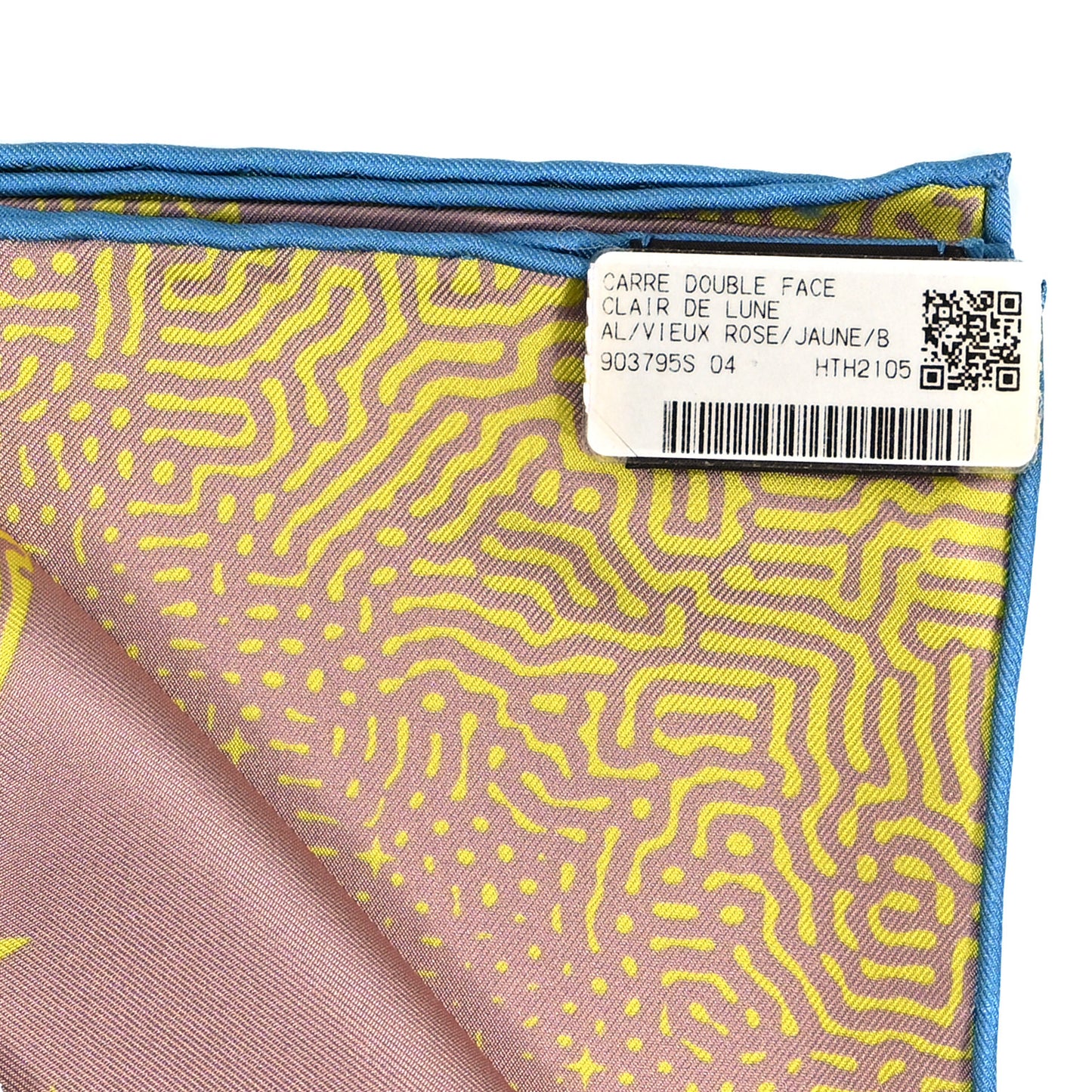 Silk Double Face Clair De Lune Scarf 90 Vieux Rose Jaune