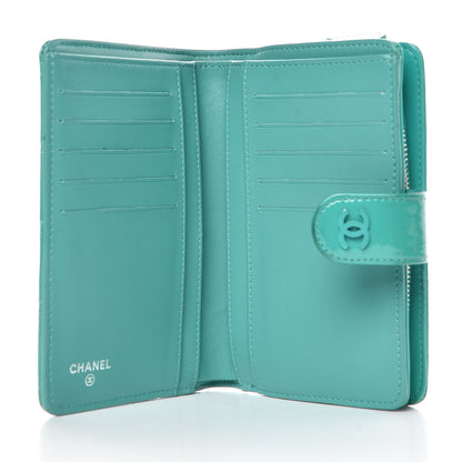Chanel Patent Quilted Zip Pocket Wallet Turquoise 19 of 28