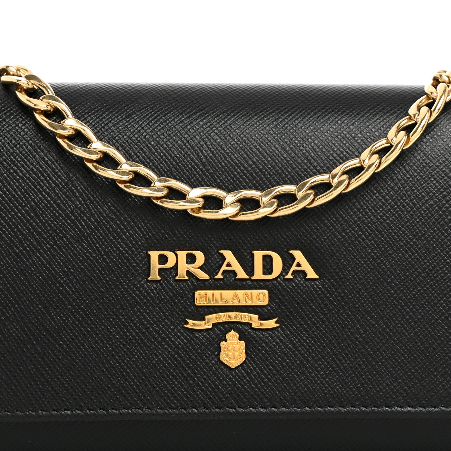 Saffiano Lux Chain Wallet Black