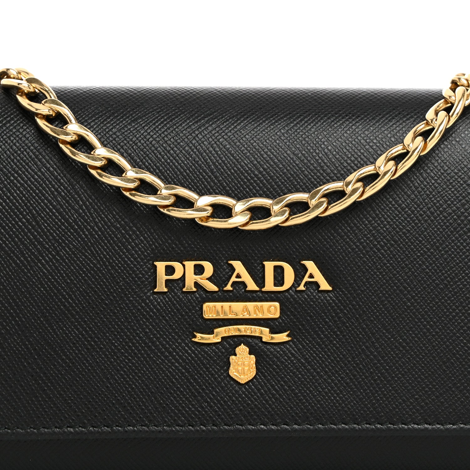 Prada Saffiano Lux Chain Wallet Black 7 of 9