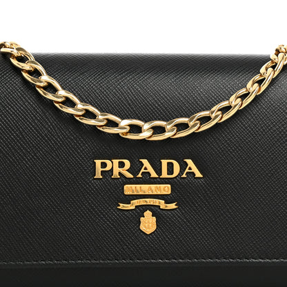Prada Saffiano Lux Chain Wallet Black 7 of 9