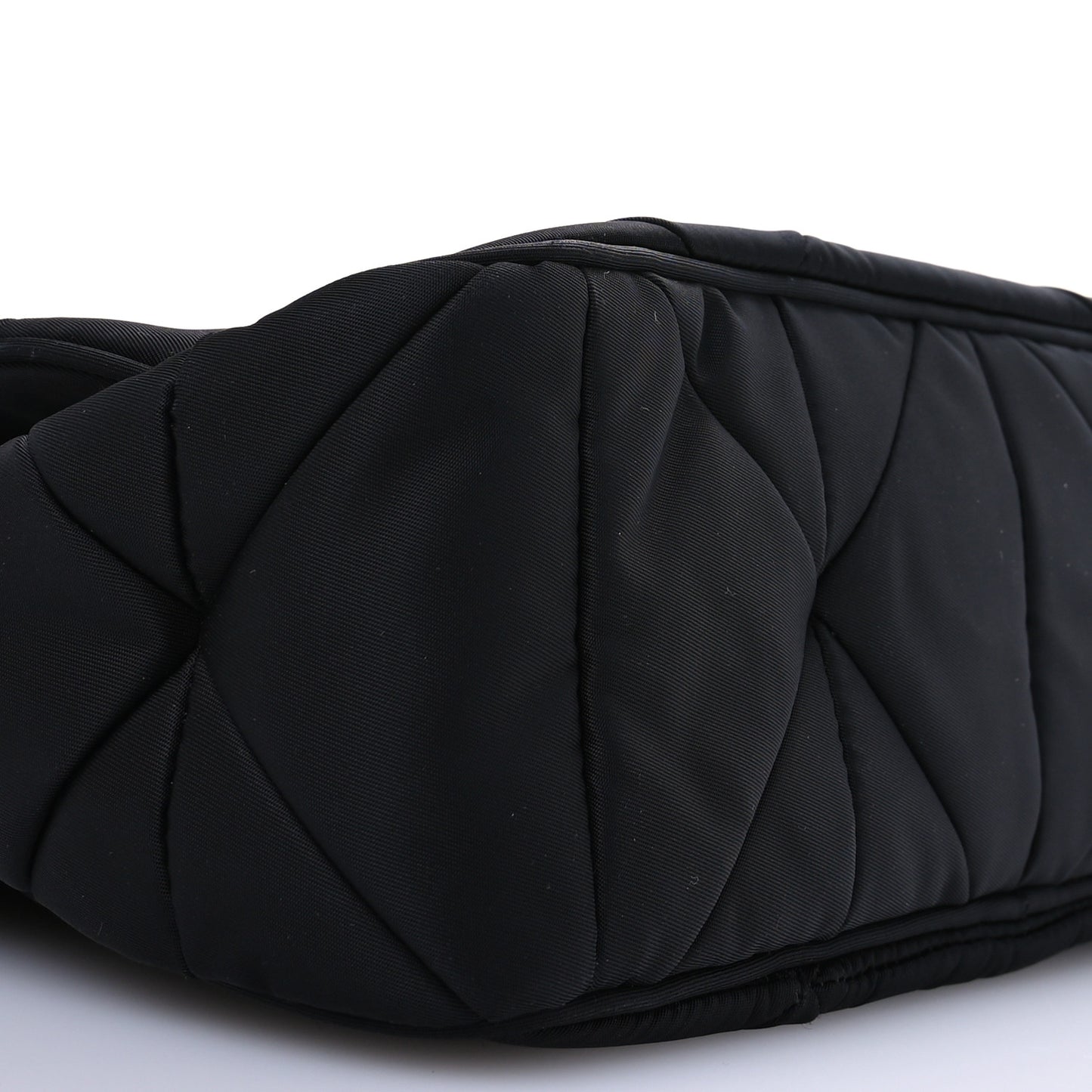 Re-Nylon Quilted Padded Flap Shoulder Bag Black