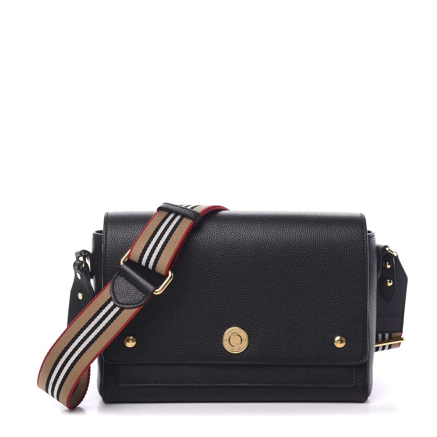 Grainy Calfskin Note Crossbody Bag Black