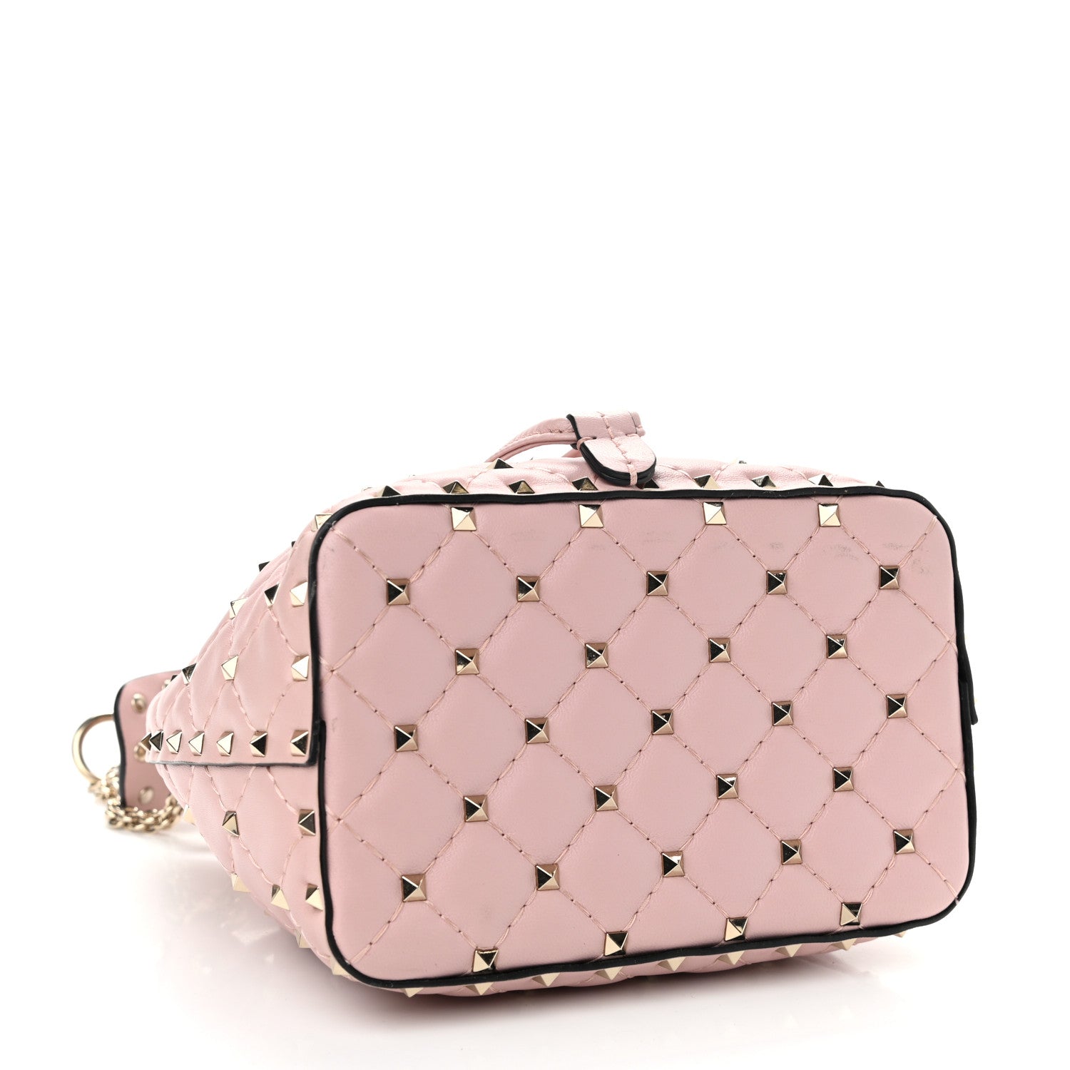 Valentino Garavani Lambskin Mini Rockstud Spike Bucket Bag Water Rose 4 of 12