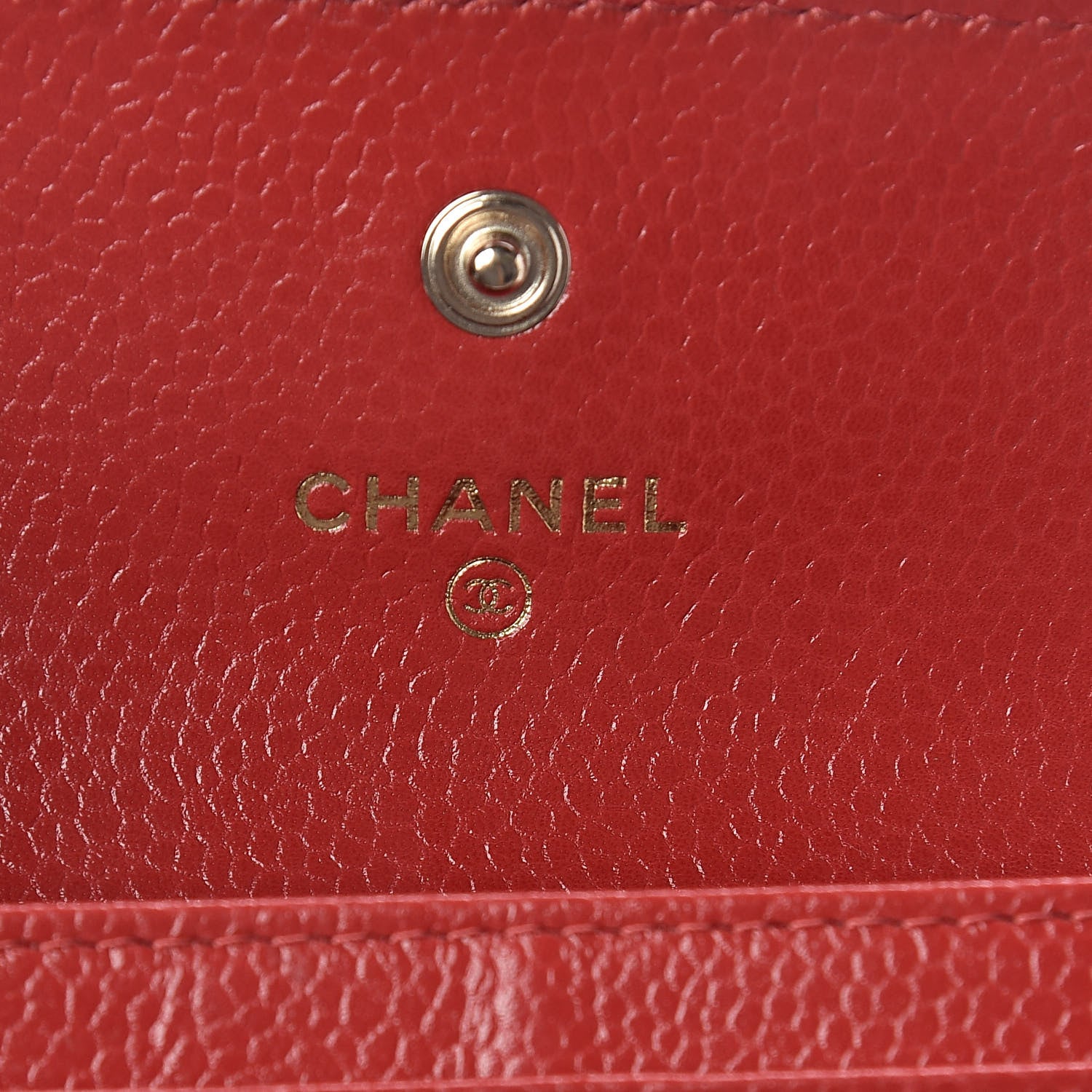 Chanel Caviar Camellia Embossed Card Holder Wallet Red 6 of 9