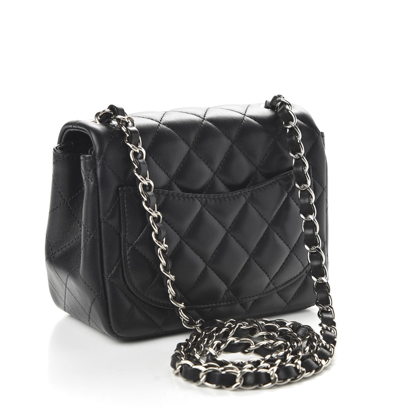Lambskin Quilted Mini Square Flap Black
