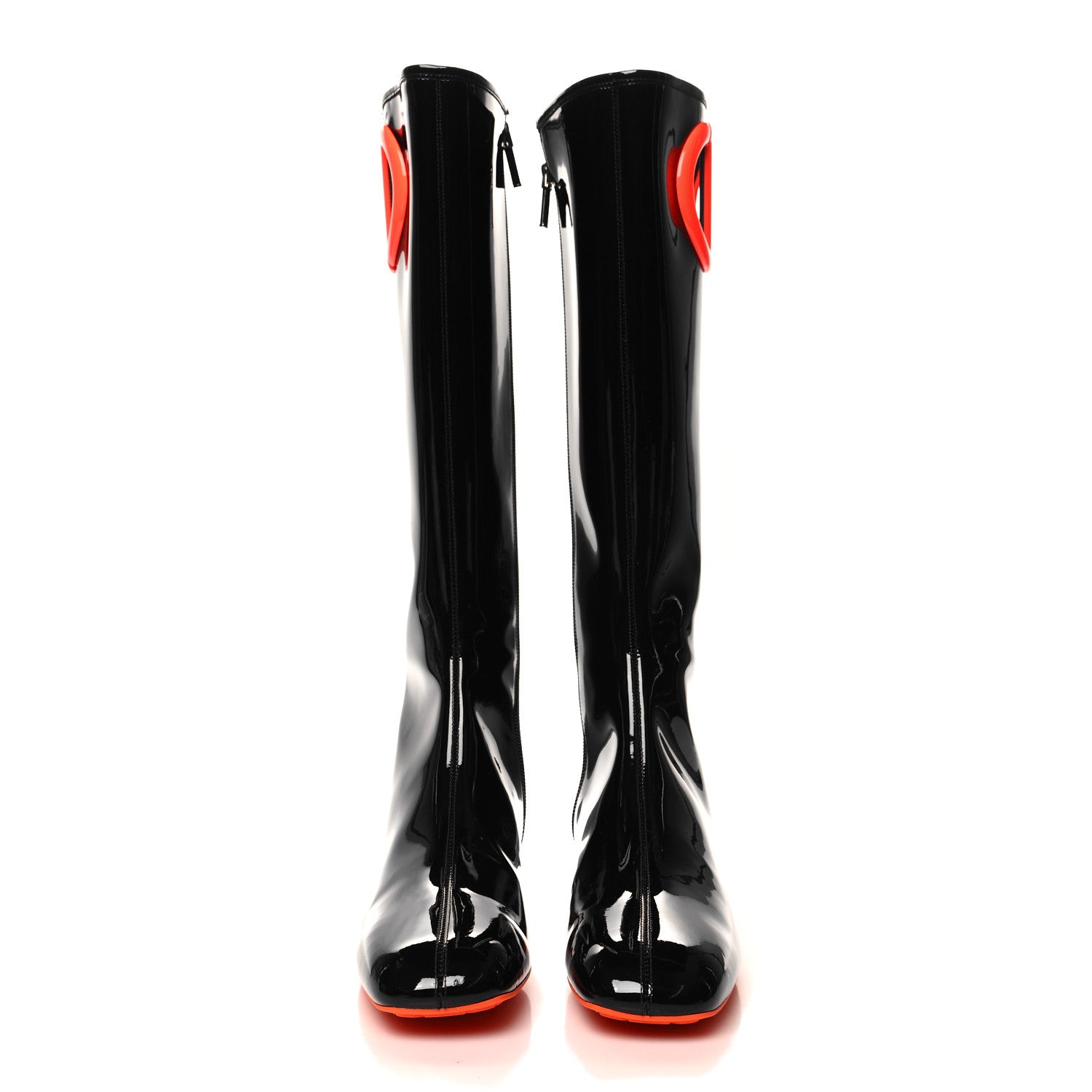 Christian Dior Patent Calfskin Dior Idole Boots 38.5 Black Orange 2 of 7