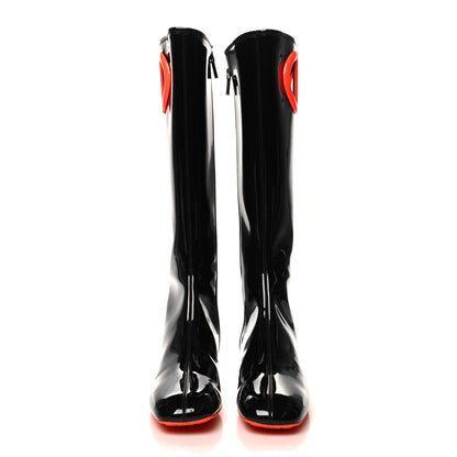Christian Dior Patent Calfskin Dior Idole Boots 38.5 Black Orange 2 of 7