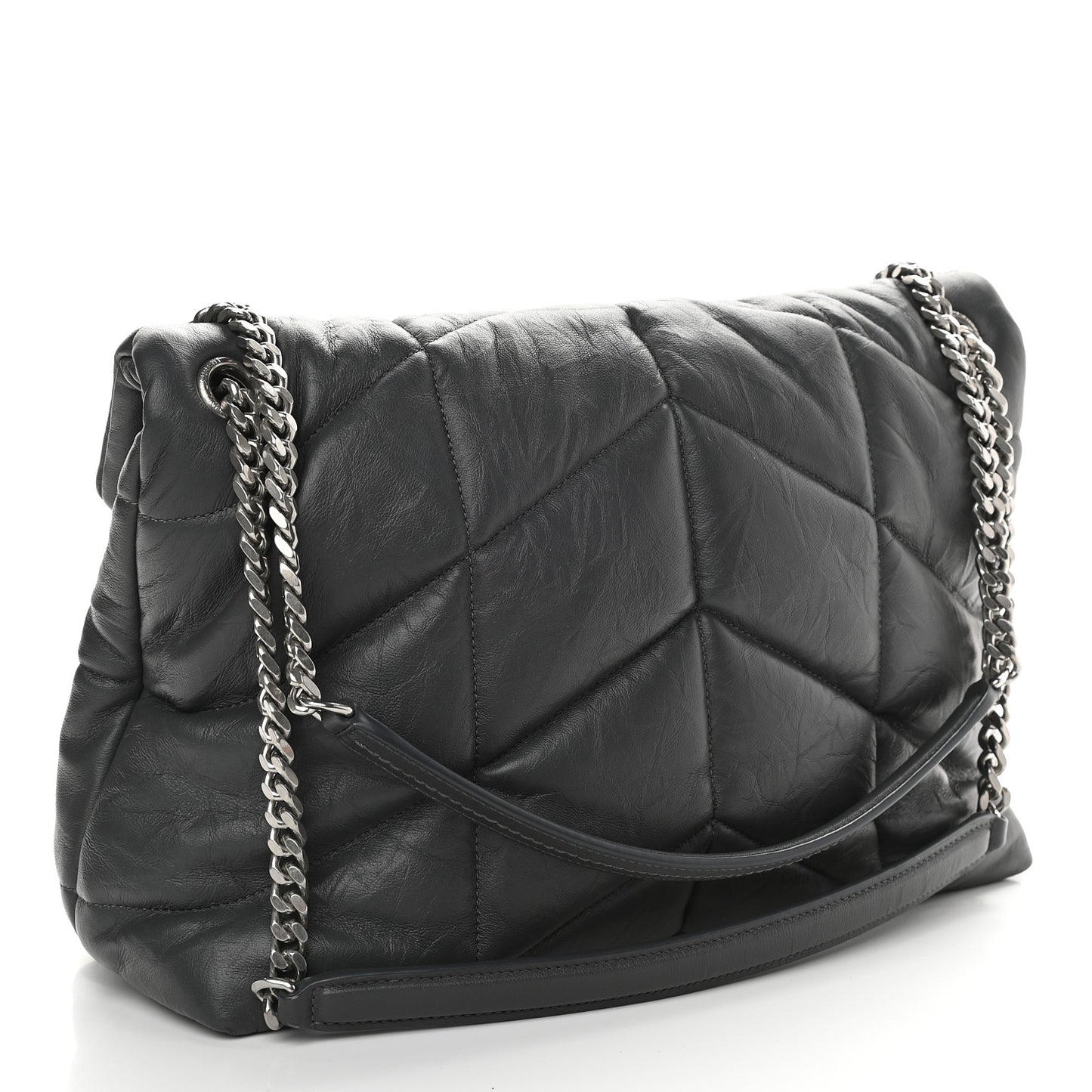 Calfskin Quilted Medium Loulou Puffer Monogram Chain Satchel Concrete