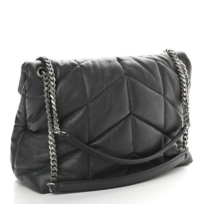 Saint Laurent Calfskin Quilted Medium Loulou Puffer Monogram Chain Satchel Concrete 3 of 9