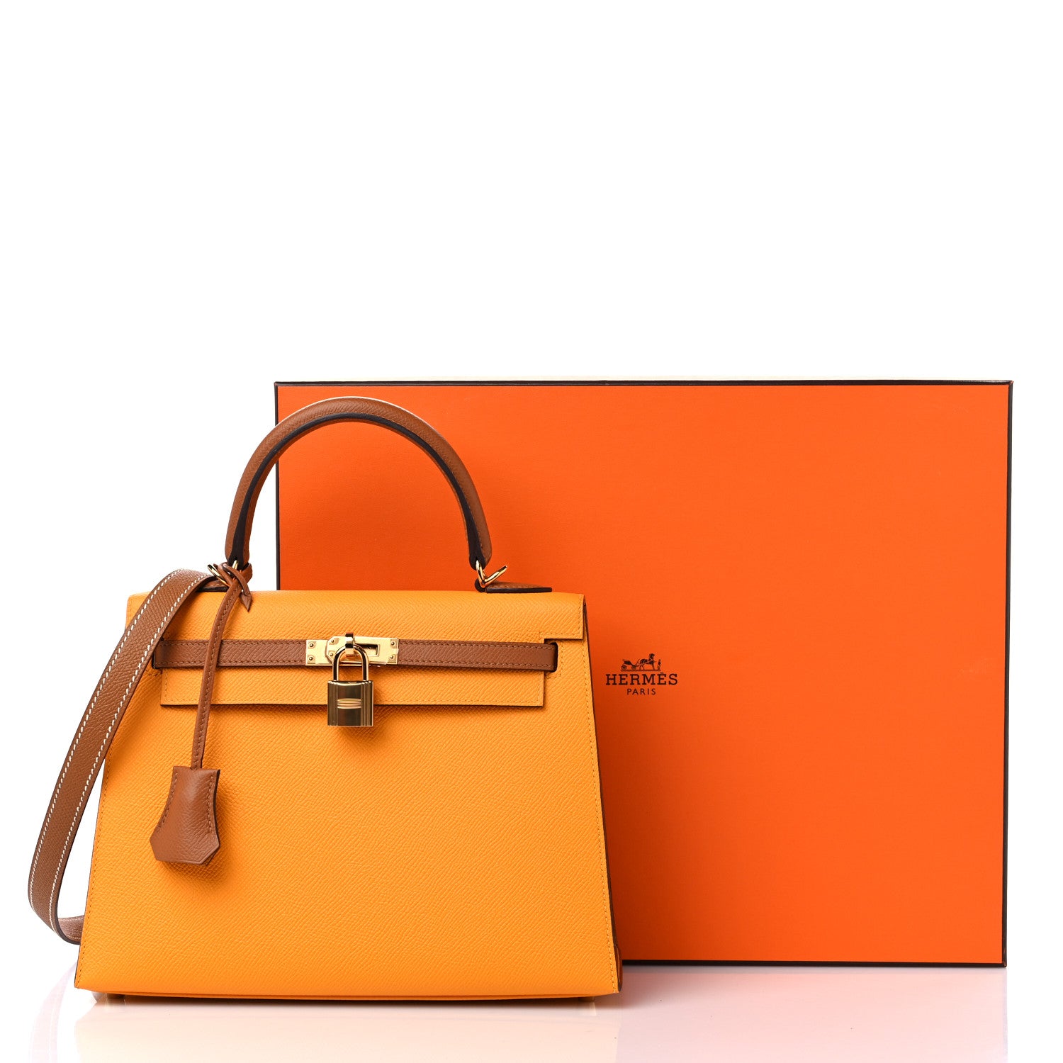 Hermes Epsom Horseshoe Kelly Sellier 25 Jaune D'Or Gold 10 of 10