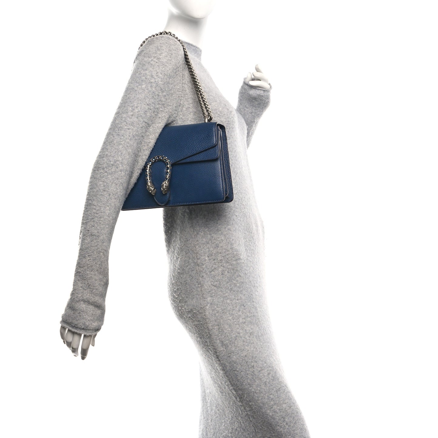 Dollar Calfskin Crystal Small Dionysus Shoulder Bag Blue Agata Montana Sapphire