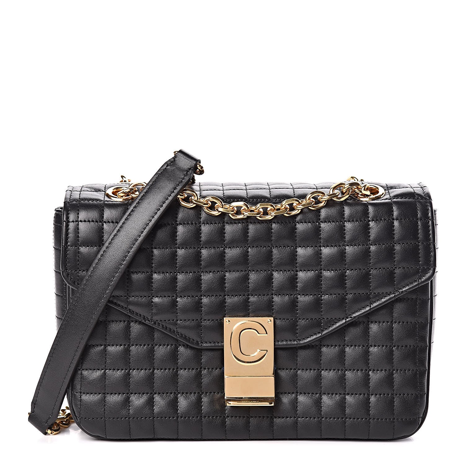 Celine Calfskin Quilted Medium C Bag Black 1 of 9