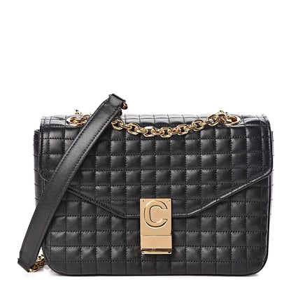 Celine Calfskin Quilted Medium C Bag Black 1 of 9