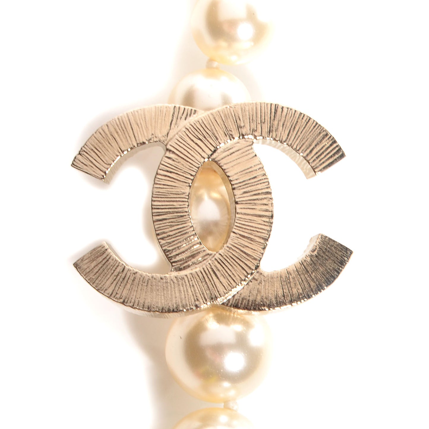 Pearl CC Long Necklace Light Gold