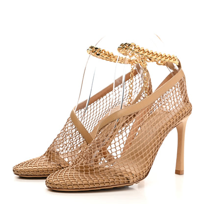 Bottega Veneta Mesh Nappa Chunky Chain Sandals 37 Beige Pony 3 of 8
