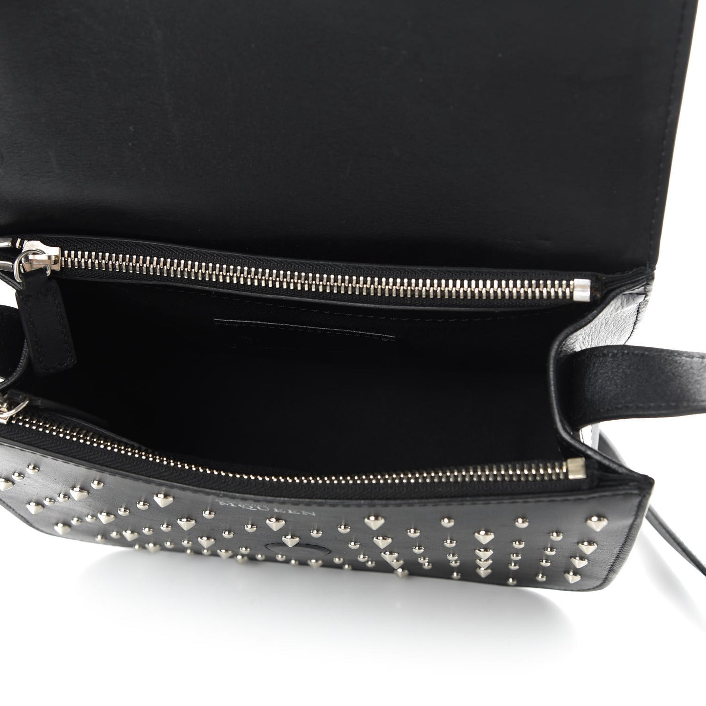 Calfskin Studded Small Padlock Crossbody Bag Black