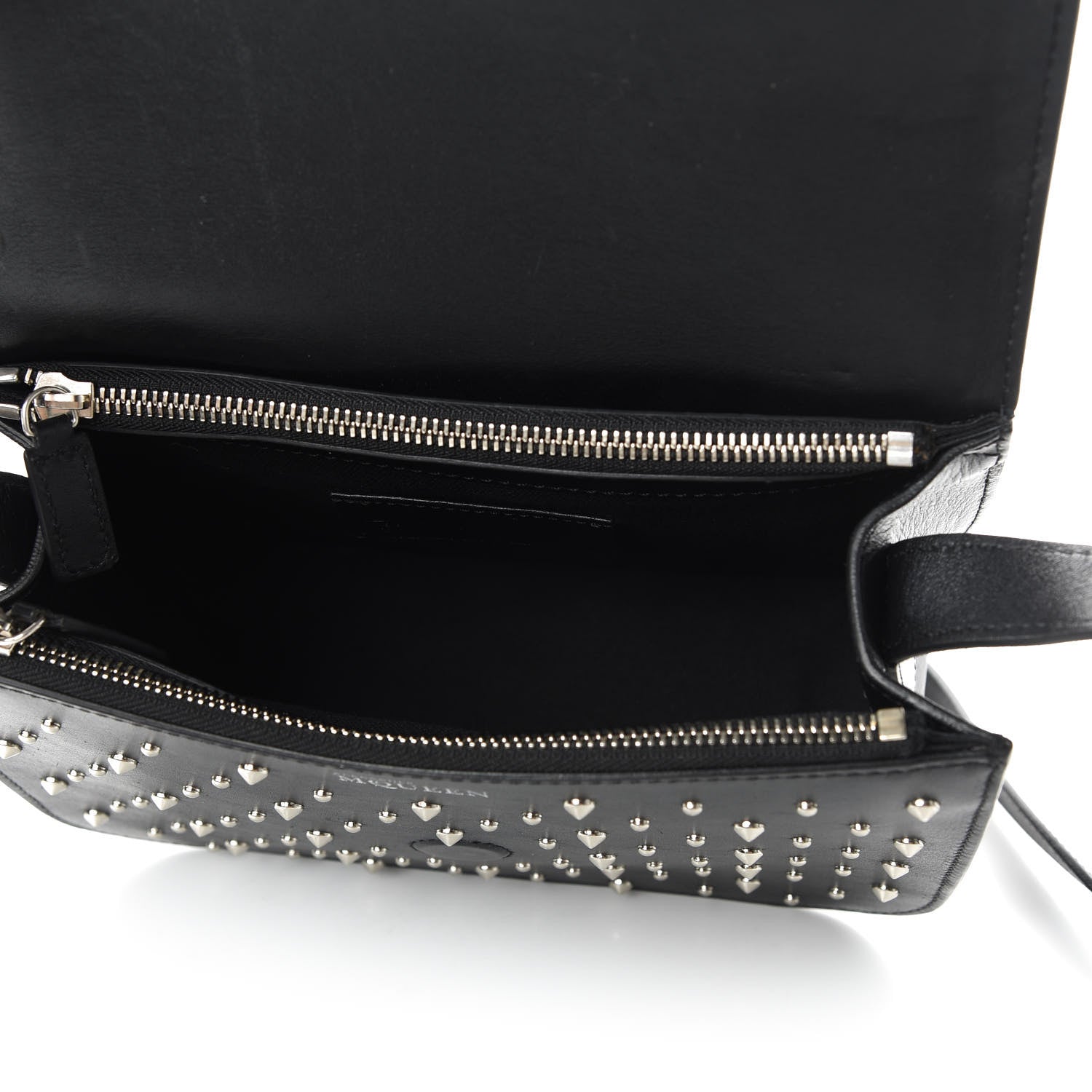 Alexander McQueen Calfskin Studded Small Padlock Crossbody Bag Black 5 of 10