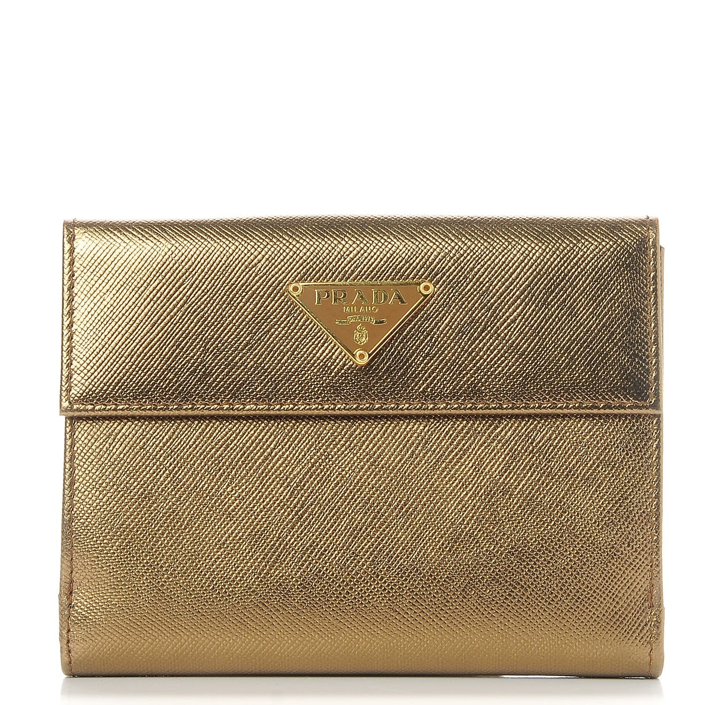 Saffiano French Flap Compact Wallet Bronzo