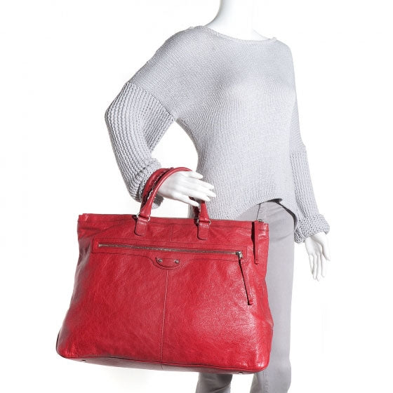 Agneau Classic Hardware Oversize Top Handle Bag Groseille