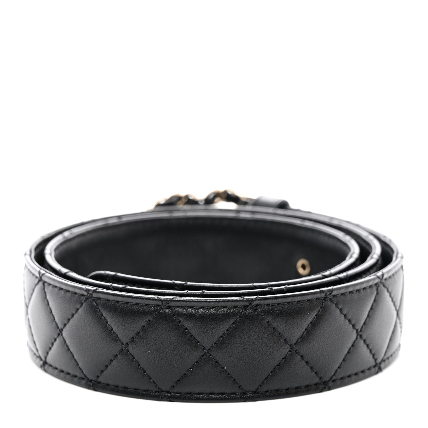 Chanel Calfskin Quilted CC Chain Belt 85 34 Black 1565899