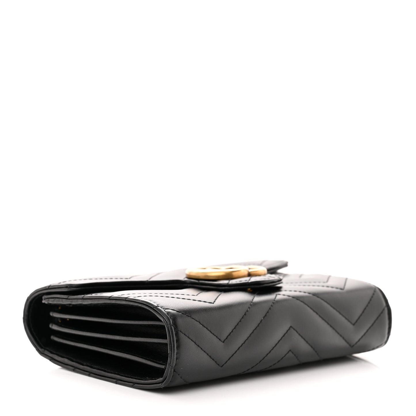 Calfskin Matelasse GG Marmont Chain Wallet Black
