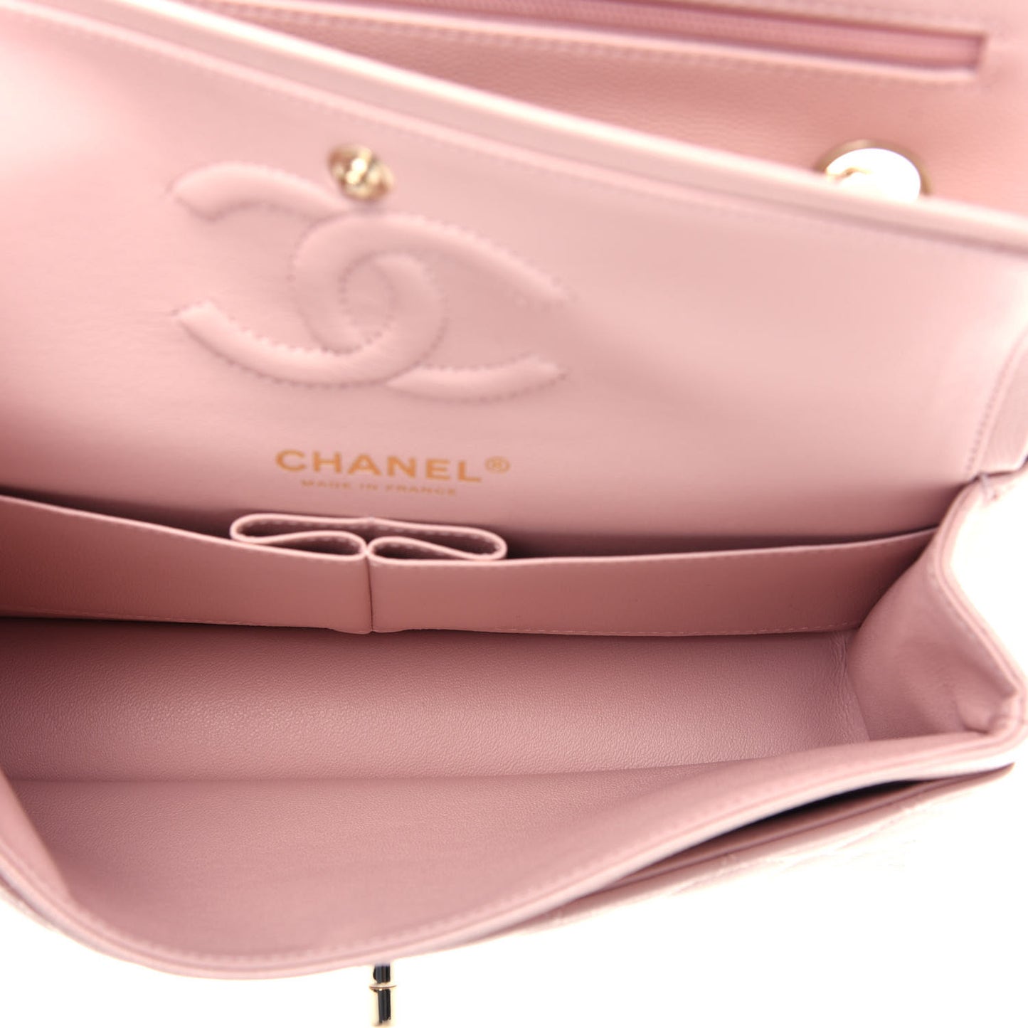Caviar Quilted Small Double Flap Light Pink