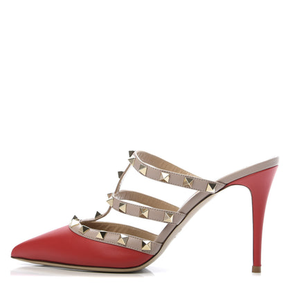 Valentino Garavani Calfskin Rockstud 90mm Cage Mules 39 Rouge Pur Poudre 1 of 8