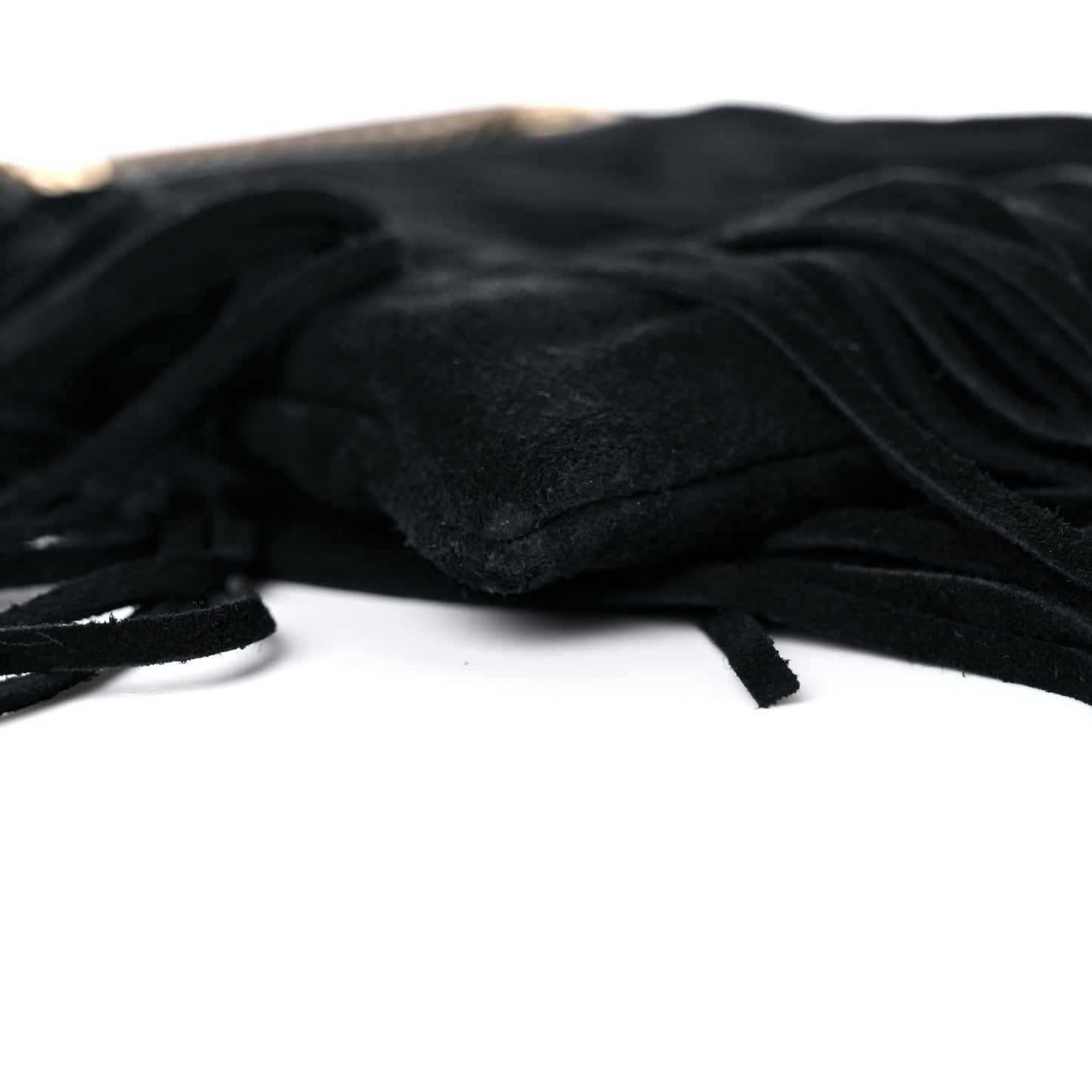 Suede Calfskin Small Grace Fringed Hobo Bag Rope Black