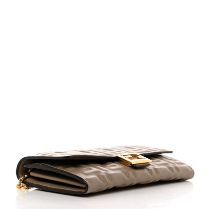 Fendi Nappa Matisse FF Embossed Continental Wallet On Chain Dove Gray 4 of 7