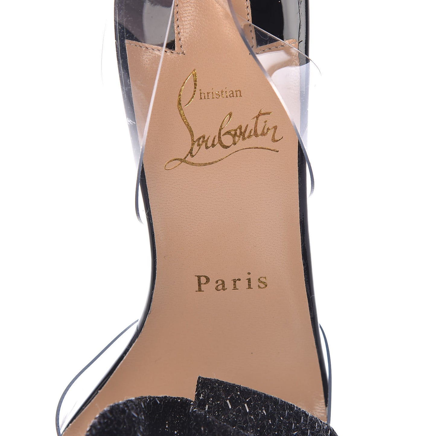 Metallic Calfskin Glitter Tonic PVC Fossiliza 100 Sandals 37.5 Black