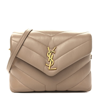 Saint Laurent Calfskin Y Quilted Monogram Toy Loulou Crossbody Bag Latte 1 of 9