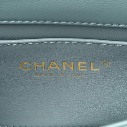 Chanel Lambskin Enamel Quilted Mini Pending CC Square Flap Light Blue 6 of 10