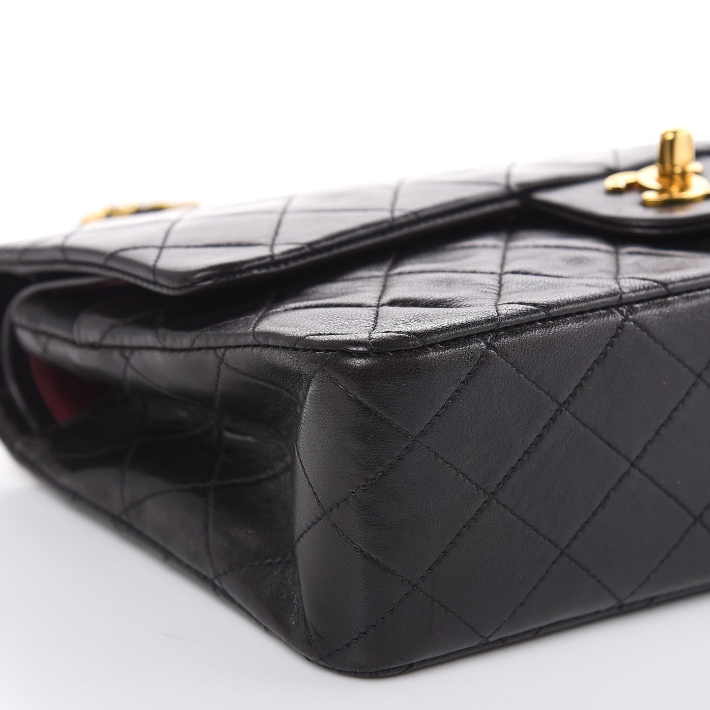 Lambskin Quilted Medium Double Flap Black