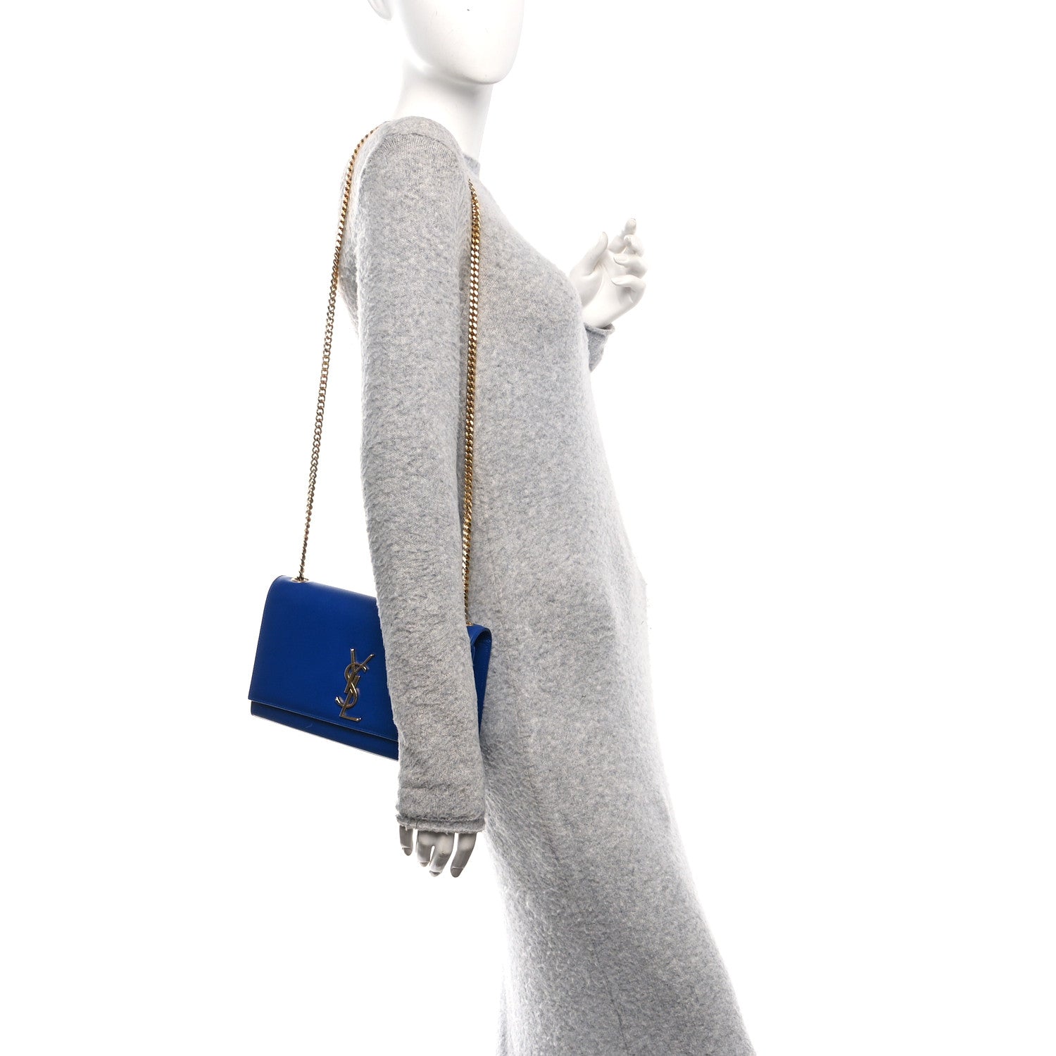 Saint Laurent Grain De Poudre Medium Classic Monogram Kate Satchel Flash Blue 2 of 12