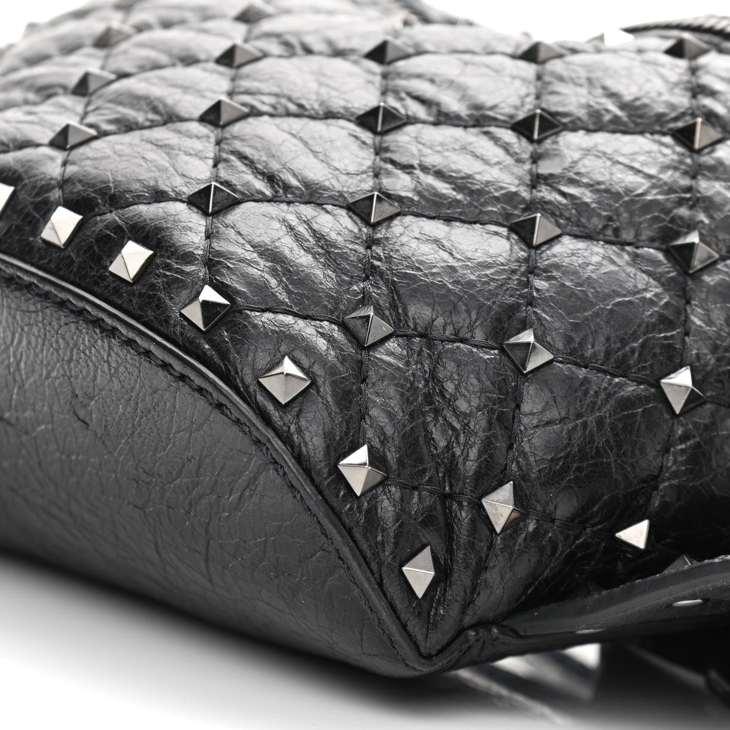 Valentino Garavani Craquele Nappa Rockstud Spike Belt Bag 85 Black 9 of 9