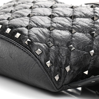 Valentino Garavani Craquele Nappa Rockstud Spike Belt Bag 85 Black 9 of 9