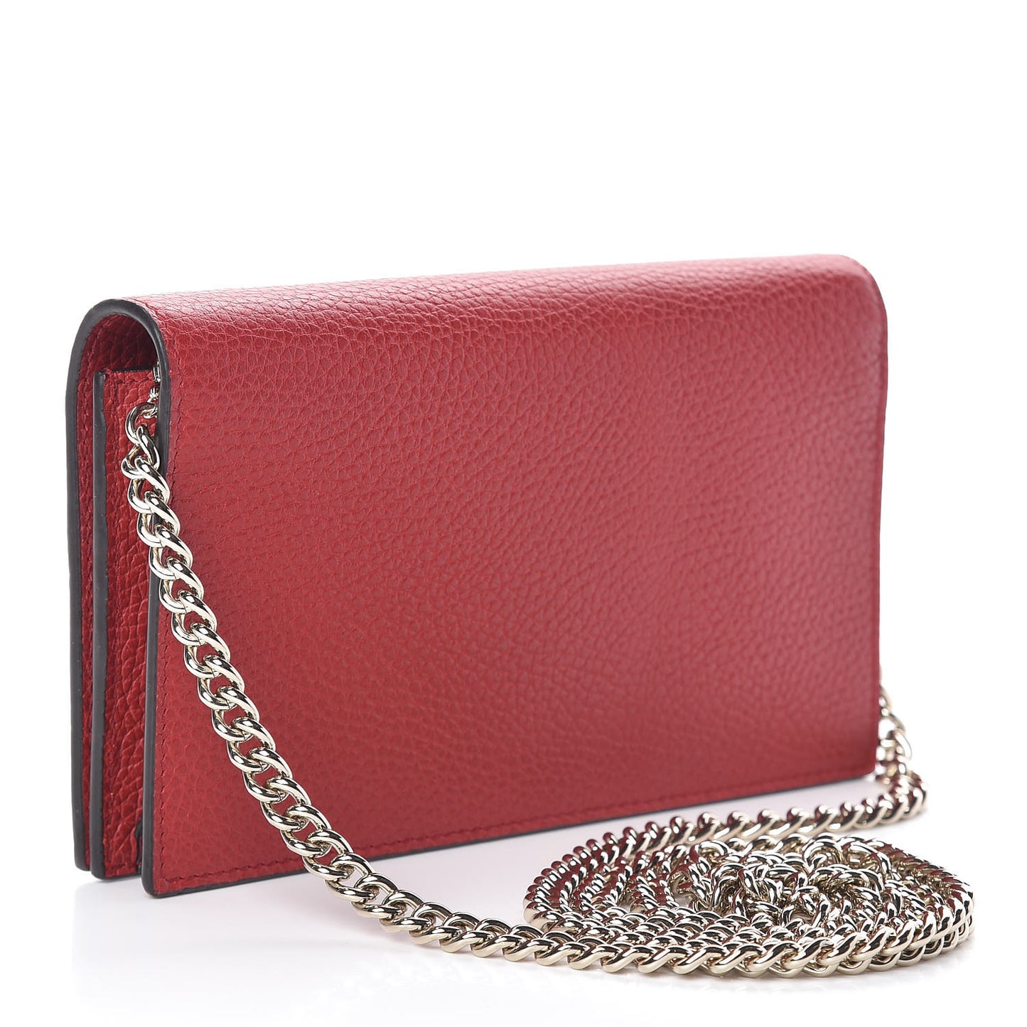 Dollar Calfskin Medium Betty Chain Wallet Tabasco Red