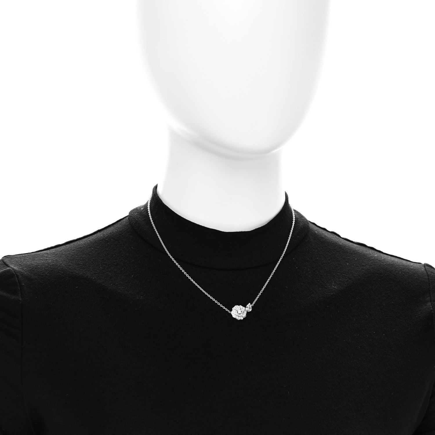 Chanel 18K White Gold Diamond Camelia Precieux Necklace 2 of 6