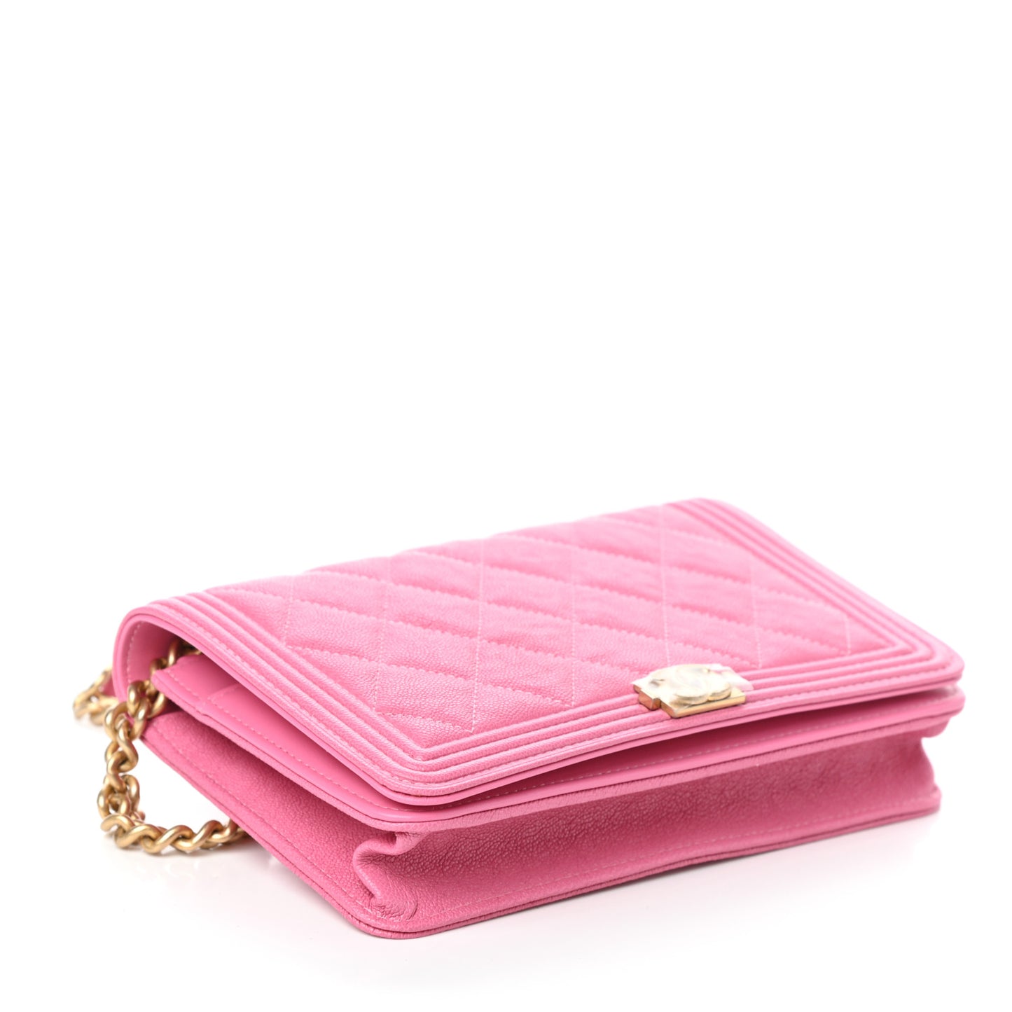 Caviar Quilted Boy Wallet On Chain WOC Pink