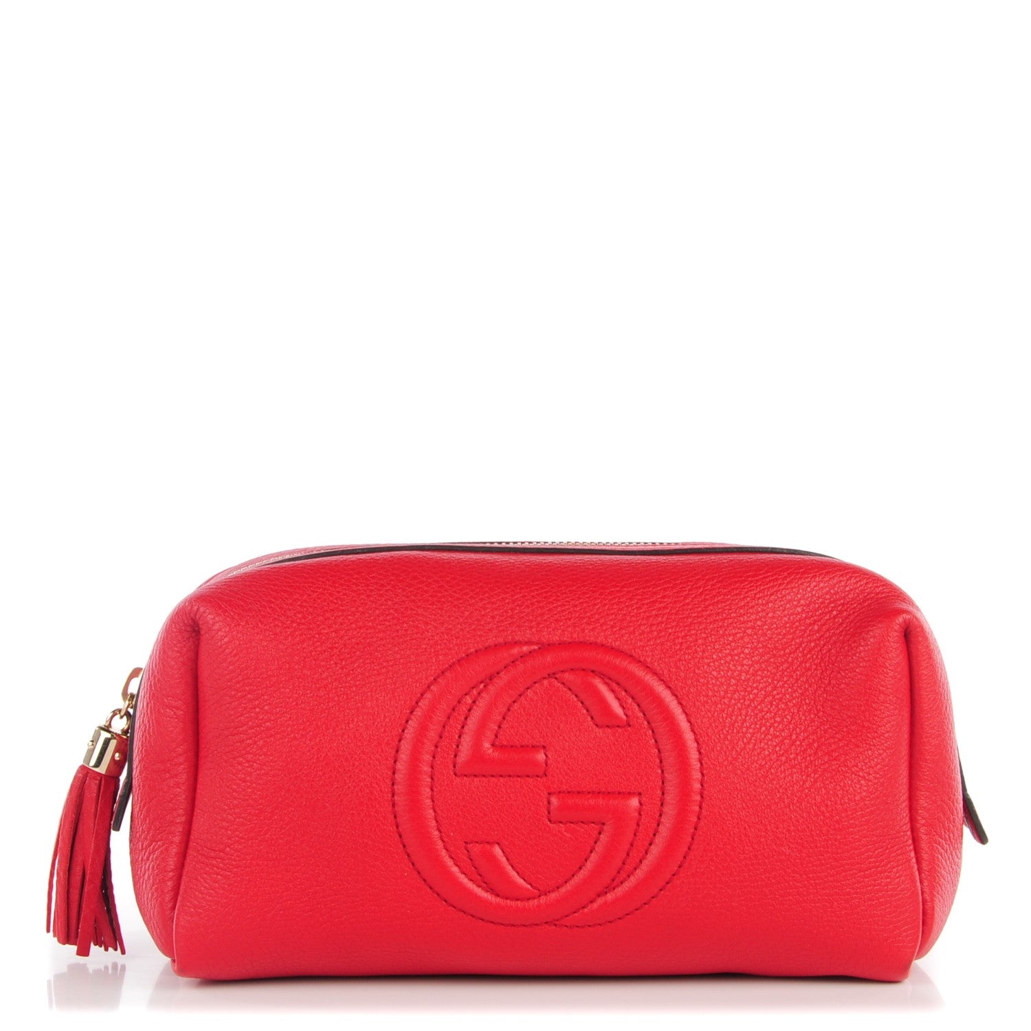 Gucci Pebbled Calfskin Large Soho Cosmetic Case Red 1 of 7