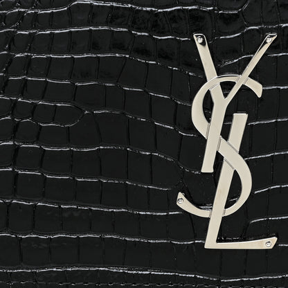 Saint Laurent Calfskin Crocodile Embossed Medium Monogram Sunset Black 9 of 16