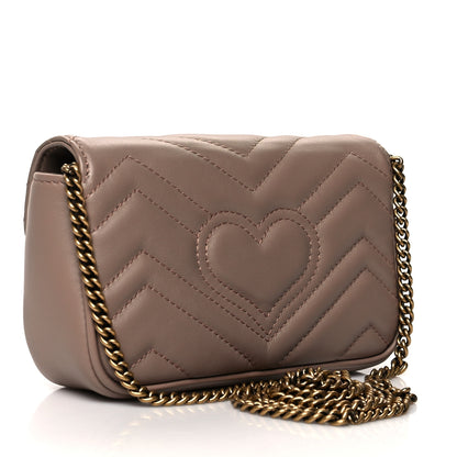Gucci Calfskin Matelasse Super Mini GG Marmont Shoulder Bag Porcelain Rose 3 of 11