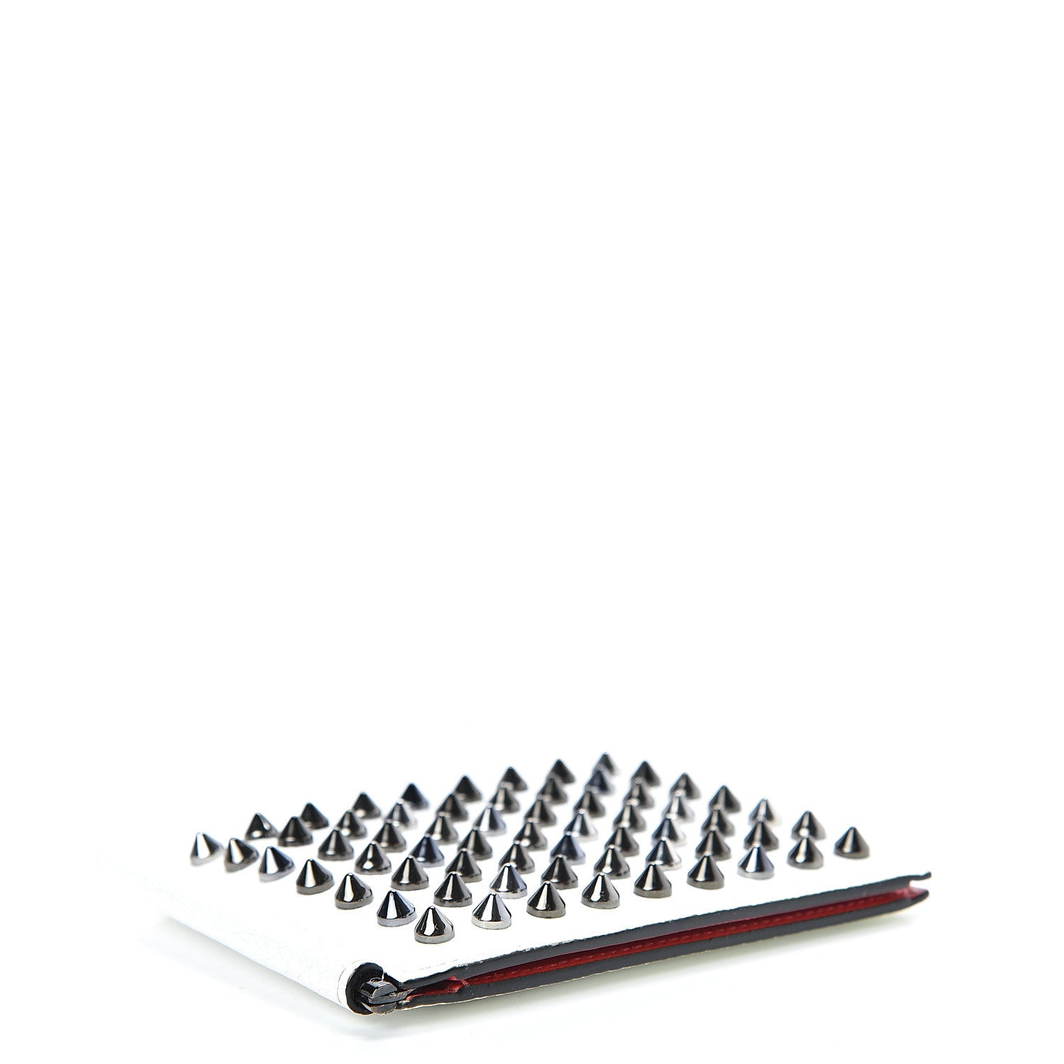 Christian Louboutin Calfskin Clipsos Spike Bi-Fold Wallet White 4 of 10